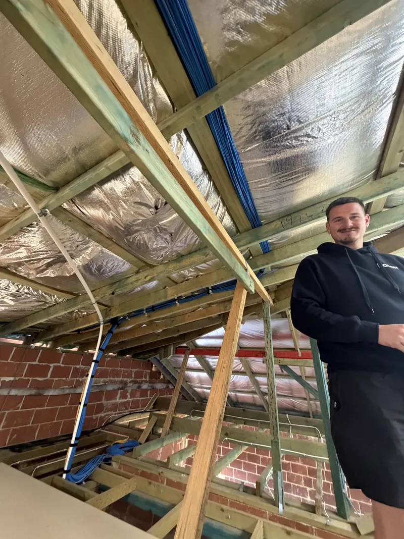 Ducted air-conditioning being installed in a Perth roof space