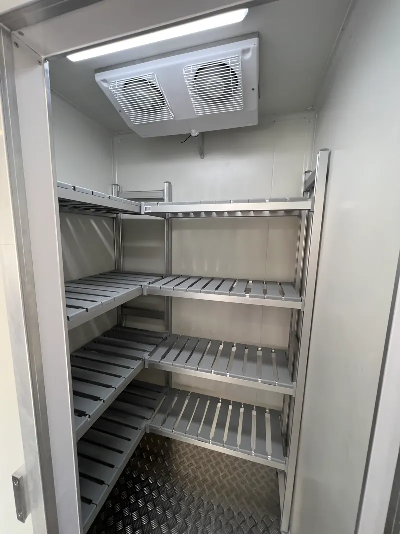 New cool room build with shelving and ceiling evaporator